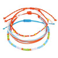 Waxed Nylon Cord Anklet, with Seedbead, Adjustable & three pieces & for woman 190mm 