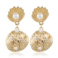 Plastic Pearl Zinc Alloy Earring, with Plastic Pearl, Shell, plated, fashion jewelry & for woman 