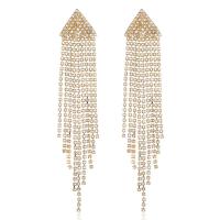 Zinc Alloy Tassel Earring, with Rhinestone, plated, fashion jewelry & for woman 