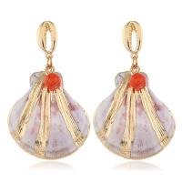 Resin Zinc Alloy Earring, with Resin, Shell, plated, for woman & enamel 