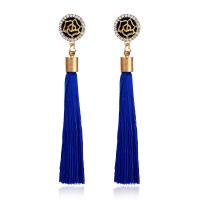 Zinc Alloy Tassel Earring, with Nylon Cord, plated, fashion jewelry & for woman & with rhinestone 