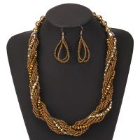 Seedbead Jewelry Set, earring & necklace, with Zinc Alloy & Acrylic, plated, 2 pieces & for woman 