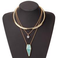 Resin Zinc Alloy Necklace, with Crystal & Resin, plated, fashion jewelry & for woman, golden 
