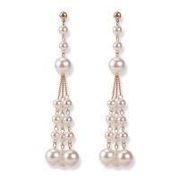 Plastic Pearl Zinc Alloy Earring, with Plastic Pearl, plated, fashion jewelry & for woman, golden 