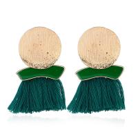 Zinc Alloy Tassel Earring, with Cotton Thread, plated, for woman & enamel 