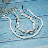Mode-Multi-Layer-Halskette, Muschel, mit Kunststoff Perlen, plattiert, mehrschichtig & für Frau, weiß, verkauft von Strang