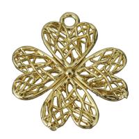 Brass Clover Pendant, Four Leaf Clover, hollow, golden Approx 1.5mm 