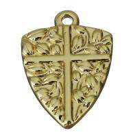 Brass Jewelry Pendants, Shield, golden Approx 1.5mm 