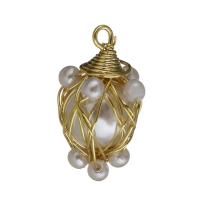 Brass Jewelry Pendants, with Plastic Pearl, golden Approx 2mm 