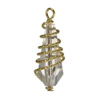 Glass Brass Pendants, with Glass, golden Approx 2mm 