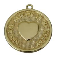 Brass Jewelry Pendants, Flat Round, golden Approx 1.5mm 