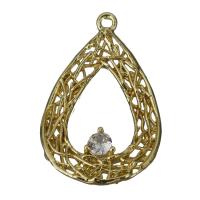 Cubic Zirconia Brass Pendants, Teardrop, with cubic zirconia & hollow, golden Approx 1mm 