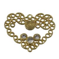 Brass Heart Pendants, micro pave cubic zirconia & hollow, golden Approx 1.5mm 