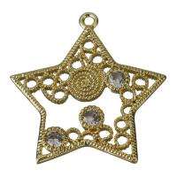 Brass Star Pendants, laiton, étoile, pavé de micro zircon & creux, doré Environ 1.5mm, Vendu par PC