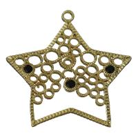 colgantes de latón de estrellas, metal, micro arcilla de zirconia cúbica & hueco, dorado, 26x26.5x2mm, agujero:aproximado 1.5mm, Vendido por UD