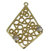 Cubic Zirconia Micro Pave Brass Pendant, Rhombus, micro pave cubic zirconia & hollow, golden Approx 1.5mm 