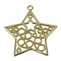 Brass Star Pendants, hollow, golden Approx 1.5mm 
