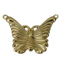 Animal Brass Pendants, Butterfly, double-hole, golden Approx 1mm 