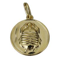 Brass Jewelry Pendants, Flat Round, golden Approx 