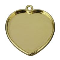 Brass Pendant Cabochon Setting, Heart, golden Approx 1.5mm 