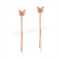 Titanium Steel Drop Earring, 18K rose gold plated, Stainless Steel Ear Nut & fashion jewelry & for woman, rose gold color, 75mm 