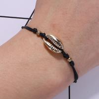 alliage de zinc bracelet, coquille, tricoter, Réglable & bracelet tressé & pour femme, plus de couleurs à choisir, 270mm, Vendu par brin