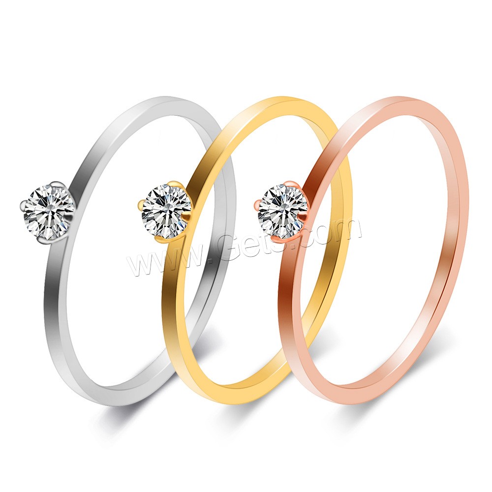 Титан Сталь палец кольцо, титан, Другое покрытие, разный размер для выбора & Женский & с кубическим цирконием, Много цветов для выбора, 3mm, размер:5-9, продается PC