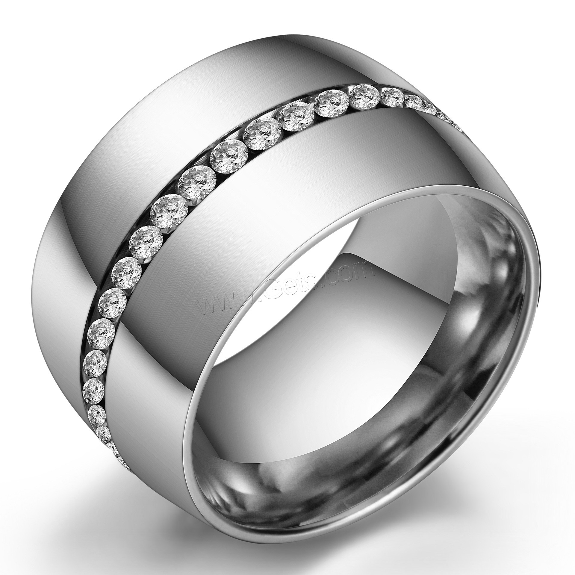 Anilo de dedo de acero inoxidable, chapado, diverso tamaño para la opción & para mujer & con diamantes de imitación, más colores para la opción, 14mm, tamaño:6-10, Vendido por UD