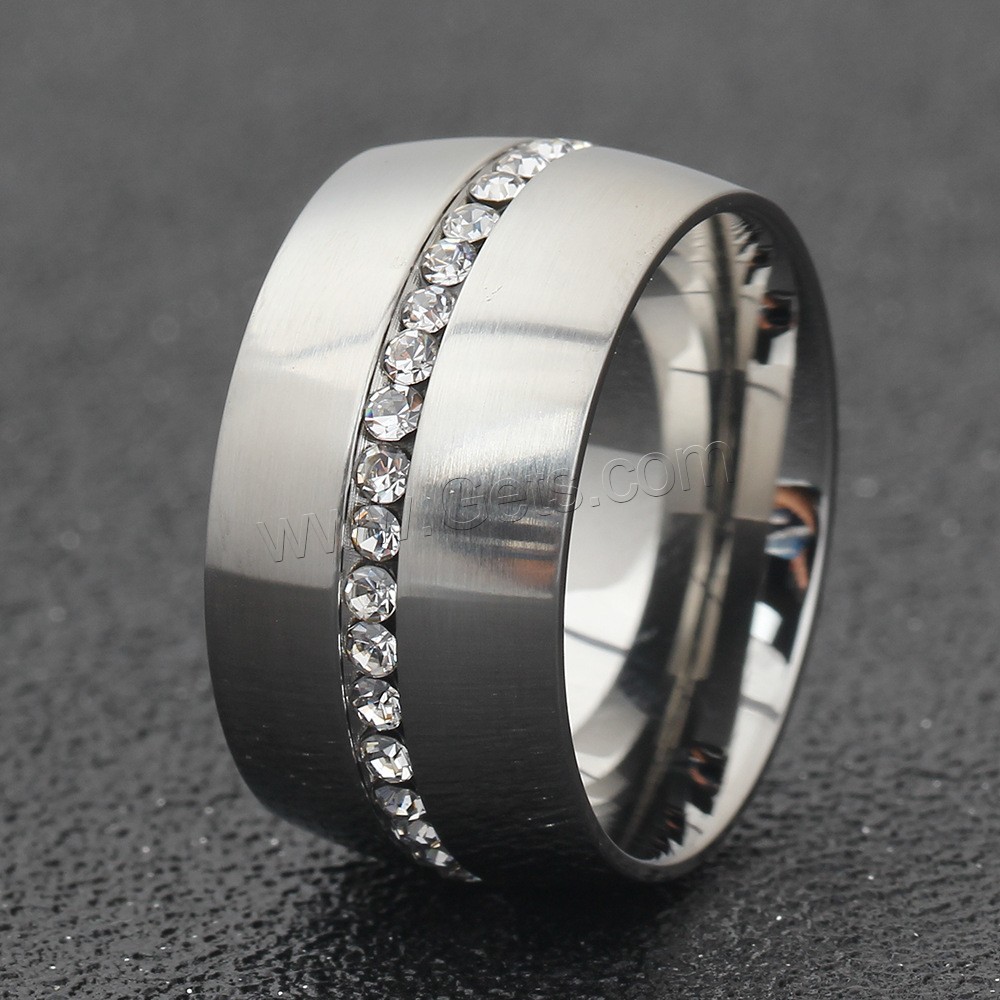 Anilo de dedo de acero inoxidable, chapado, diverso tamaño para la opción & para mujer & con diamantes de imitación, más colores para la opción, 14mm, tamaño:6-10, Vendido por UD