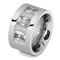 Titanium Steel Finger Ring, plated & micro pave cubic zirconia & for couple 12mm, 3mm, US Ring 