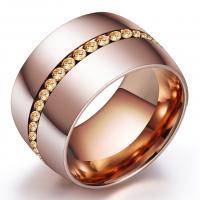 Нержавеющая сталь Rhinestone палец кольцо, нержавеющая сталь, Другое покрытие, разный размер для выбора & Женский & со стразами, Много цветов для выбора, 14mm, размер:6-10, продается PC