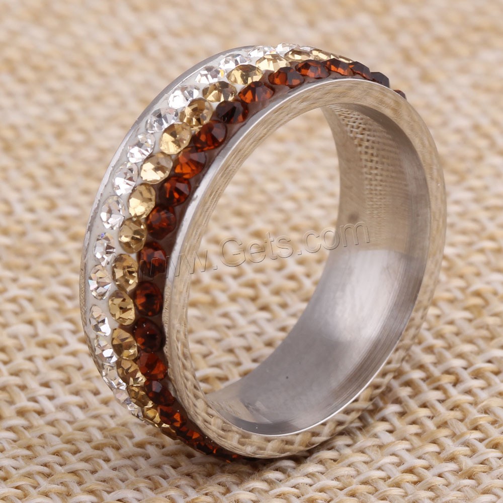 Anilo de dedo de acero inoxidable, diverso tamaño para la opción & para mujer & con diamantes de imitación, más colores para la opción, 7mm, tamaño:6-9, Vendido por UD