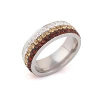 Нержавеющая сталь Rhinestone палец кольцо, нержавеющая сталь, разный размер для выбора & Женский & со стразами, Много цветов для выбора, 7mm, размер:6-9, продается PC