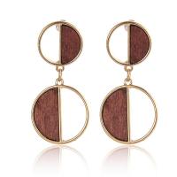Zinc Alloy Drop Earring, with Wood, gold color plated, fashion jewelry & for woman, 45mm 