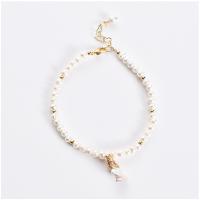 Zinc Alloy Pearl Bracelets, with Freshwater Pearl, gold color plated, vintage & for woman, white Approx 8.08 Inch 