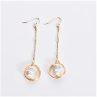 Zinc Alloy Drop Earring, with Freshwater Pearl, gold color plated, vintage & for woman, white 
