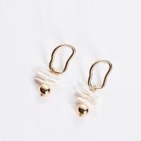 Zinc Alloy Drop Earring, with Freshwater Pearl, gold color plated, Korean style & for woman, white 