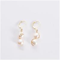 Zinc Alloy Leverback Earring, with Freshwater Pearl, gold color plated, Korean style & for woman, white 