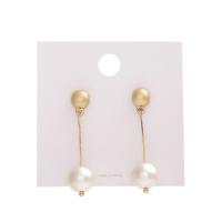 Zinc Alloy Drop Earring, with ABS Plastic Pearl, gold color plated, Korean style & for woman, white 
