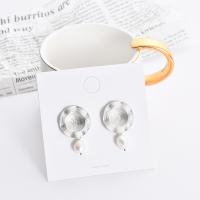Zinc Alloy Drop Earring, with Freshwater Pearl, plated, vintage & for woman 