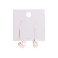 Plastic Pearl Zinc Alloy Earring, with ABS Plastic Pearl, gold color plated, Korean style & for woman, white, 50mm 