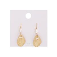 Zinc Alloy Drop Earring, with Freshwater Pearl, gold color plated, Korean style & for woman, white 