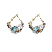 Zinc Alloy Rhinestone Leverback Earring, with Crystal, gold color plated, for woman & with rhinestone 
