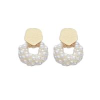 Plastic Pearl Zinc Alloy Earring, with ABS Plastic Pearl, gold color plated, Korean style & for woman, white 