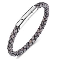 PU Leather Cord Bracelets, with Stainless Steel, fashion jewelry & Unisex 6mm 