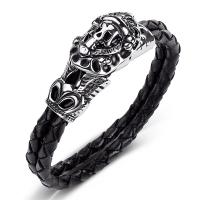 Titanium Steel Bracelet, with PU Leather, Double Layer & fashion jewelry & Unisex 5mmx2 
