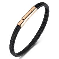 acier inoxydable bracelet, avec cuir PU, bijoux de mode & normes différentes pour le choix & pour homme Vendu par PC