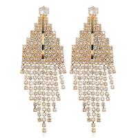 Zinc Alloy Tassel Earring, with Rhinestone, plated, Bohemian style & for woman 