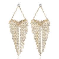 Zinc Alloy Tassel Earring, with Rhinestone, plated, for woman 
