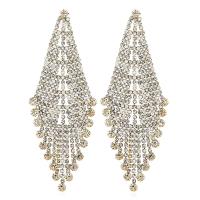 Zinc Alloy Tassel Earring, with Rhinestone, plated, Korean style & for woman 